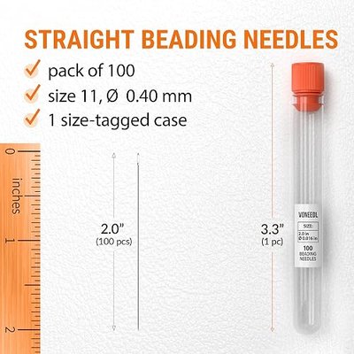 VONEEDL 100 PCS Straight Fine Beading Needles Size 11 - Diameter 0.4 mm