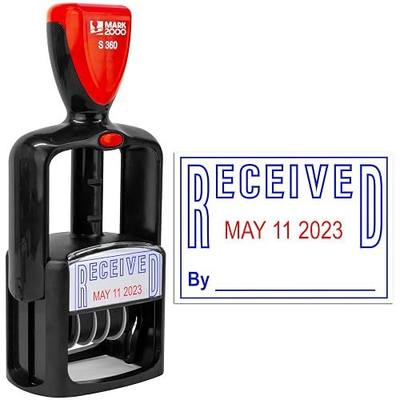 Mark 2000 Self-Inking Rubber Date Office Stamp with Received Phrase - Blue Ink & Date Red Ink - 12-Year Band