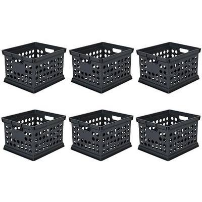 Sterilite Storage Crate Bin File Organizer for Home & Office, Black, 6-Pack | Heavy-Duty and Stackable Plastic Boxes and Containers for Desk, Cabinet, Dorm, Garage, or Utility Organization