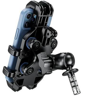 BRCOVAN Motorcycle Fork Stem Phone Mount with Vibration Dampener | Heavy Duty Cellphone Holder Fit Stem Tubes 12mm-25.4mm in Diameter, Adjustable for 5.4 - 6.9'' Smartphone