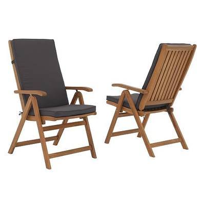 OC Orange-Casual Folding Patio Dining Chair Set of 2, Acacia Wood Chair Dark Grey