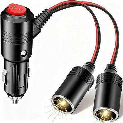 Car Cigarette Lighter Splitter, 12v Splitter Adapter for Car,Supports Fast Charging,1 to 2 Car Cigarette Lighter Splitter Power Charger Port, for 12/24 Volt Cars Vehicle,with on Off Switch