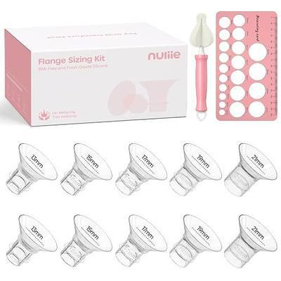 Nuliie 3-in-1 Flange Sizing Kit 13/15/17/19/21mm for 24mm Electric Double Breast Pump Flange/Shield, 10PCS Silicone Flange Inserts to Boost Pumping Efficiency & Comfort, BPA-Free Essential for Moms