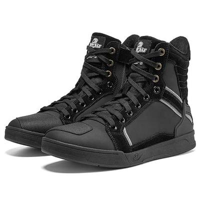 BORLENI Winter Motorcycle Boots Street Riding Shoes Men Anti-Slip | Men's Street Riding & Outdoor Shoes,Warm Lining Water repellent Side Zipper Ankle Support, Work Boots, Black