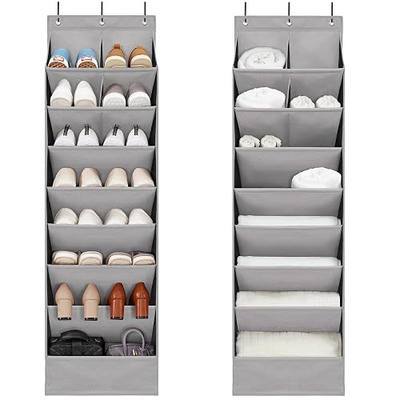 2 Pack Minimalist Grey Over the Door Shoe Organizer with 10 Pockets, Hanging Closet Storage Rack for Shoes, Sneakers, Accessories