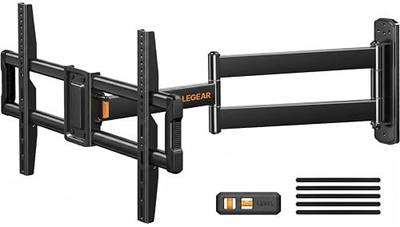 Perlegear Corner TV Wall Mount Long Arm TV Mount Bracket for 37-75 Inch TVs-Full Motion Wall Mount with 32.37” Extension & Swivel Articulating Arm & Tilt, MAX VESA 600x400mm, Holds up to 100 lbs