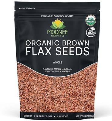 Moonee Naturals - Organic Flax Seeds (8 Ounce) - USDA Organic - Certified Non-GMO (8 Ounce)