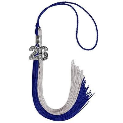 Endea Graduation Double Color Tassel with Silver Bling Charm (Royal Blue/Grey, 2026)