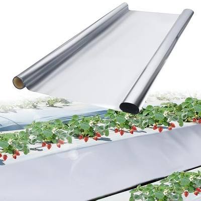 Highly Reflective Mylar Film Roll, 4 x 50 FT PET Foil Sheet for Outdoor Plant Grow Greenhouse Gardens DIY Indoor Decoration Photography Durable Aluminum Paint Coated, 0.8mil, Silver