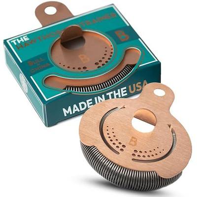 Hawthorne Straine by Bull in China In 100% Copper - Made In USA - High Density Spring Cocktail Strainer for Boston Shakers and Mixing Glasses for Bars & Bartenders
