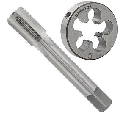37/64"-28 UNF Machine Tap And Die Set Right Hand | 37/64 x 28 UNF HSS Machine Thread Tap and Alloy Tool Steel Round Die, Used for The Production and Repair of Threads