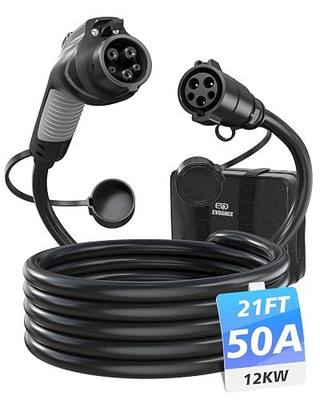 EVDANCE EV Charger Extension Cable, J1772 Extension Cable 50A 21FT Charging Cord for Electric Vehicle 110V-240V Compatible for All SAE J1772 Chargers (50A - 21FT)