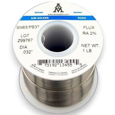 AIM Solder 63-37 Tin Lead Rosin Core Solder Wire for Electrical Soldering 0.032inch, 1lb (0.8mm / 454g)