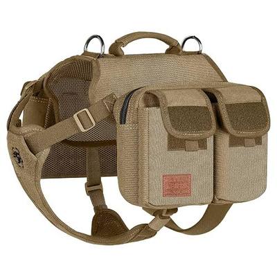 ONETIGRIS Dog Hiking Backpack, Dog Pack for Medium Large Dogs, HOPPY CAMPER 3.0 Dogs Saddle Bag Harness Outdoor Hiking (M, Brown)
