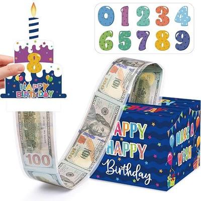 Birthday Money Box for Cash Gift Pull, Surprise Gift Boxes for Money, Money Holder Box with Pull Out Happy Birthday Card and 50Pcs Transparent Bags, Money Gift Ideas for Kids and Adults
