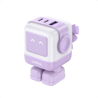 UGREEN Uno 65W USB C Charger Block, 3-Port GaN Fast Charging for iPhone 17, Galaxy S26, Gifts for Women with Bow, for MacBook Pro/Air/Neo, XPS, Galaxy S26/S25, Steam Deck, ROG Ally, Kawaii Purple