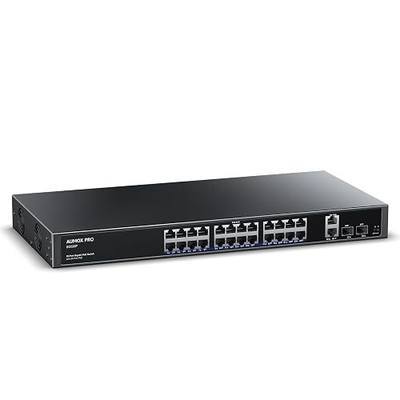 400W 28 Port Gigabit PoE Switch 24PoE 2SFP Rack Mount VLAN | IEEE 802.3af/at, Built-in Fan, Metal Housing,One Key VLAN, PoE Auto Recovery, Plug&Play For IP Camera & AP