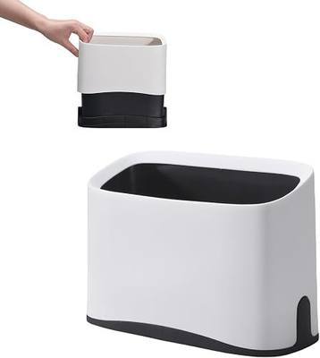 White Cat Litter Scoop Holder, Mini Trash Can With Lid, Kitty Scooper Caddy for Box, Stand Pairs With Most Litter Boxes and Fits Most Scoops