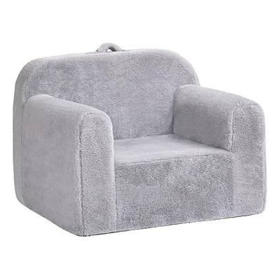 Kids Chair Plush Kids Couch, Comfy Kid Sofa Chair for Playroom, Convertible Child Couch for Playroom, Girls and Boys, Reading Chair for Kids Grey