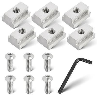 RED WOLF 3/8"-16 Thread T-Slot Nut for Toyota Tundra Tacoma Pickup Truck Cargo Bed Rail Deck Cleat Rack Trail 304 Stainless Steel Tie Down 6 Pack w/Button Socket Cap Screws Wrench
