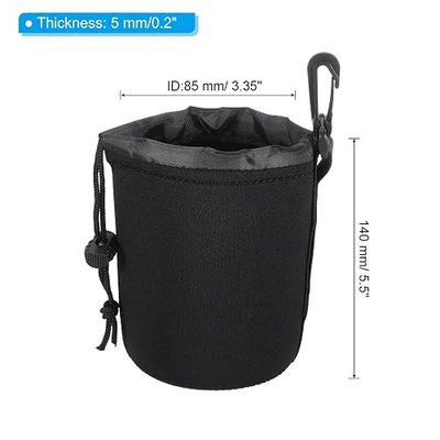 PATIKIL Camera Lens Bag, 3 Pcs 3.3" ID x 5.5" H Drawstring Lens Pouch with Thick Protective Neoprene, Lens Case for DSLR Camera Lens, Water Coffee Cups Black