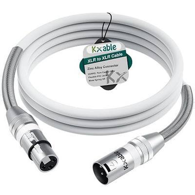 Kxable XLR Microphone Cable 6 FT, XLR Male to Female Balanced Mic Cable, 3-Pin Shielded Speaker Cord, Zinc Alloy Connectors, 22AWG Pure Copper, Metal Spring SR, Recording Studio, Podcast, White