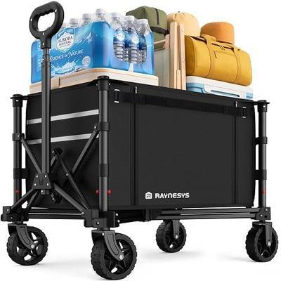 Raynesys Collapsible Wagon with Wheels,120L Wagon Cart for Camping | 220lbs Capacity Wagon Carts Foldablet,Smallest Folding Size,Lightweight Portable,Adjustable Handle,Transport long items