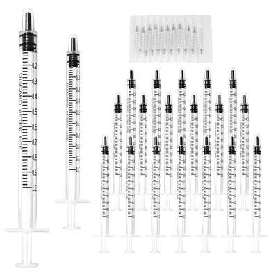 20 Pack 1ml Syringe for Liquid, 1cc Plastic Small Syringes for Scientific Labs, Measuring Liquids, Feeding Pets, Medical Student, Oil or Glue Applicator, Non-Sterile, No Needle