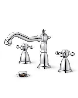 FORIOUS Bathroom Faucet 3 Hole Vintage 8 inch Widespread Sink Faucet Chrome | 6-12 inch 3-hole Install, 2 Cross Handle Antique Bathroom Sink Faucet for Vanity RV Farmhouse with Drain and Supply Lines