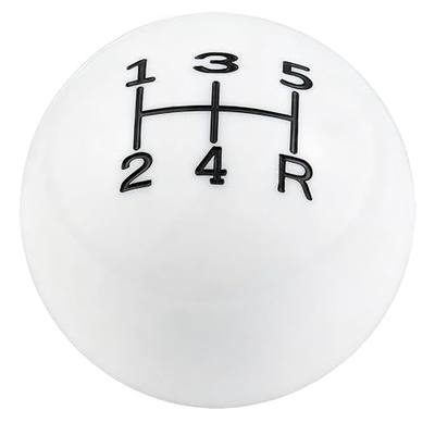 Abfer Ball Shift Knob 5 Speed Round Gear Stick Shifter Knobs Car Shifting Lever Handle Transmission Fit for Most Automatic Manual Vehicles (White)