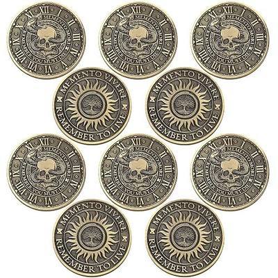 Misdary 10 Pcs Memento Mori Coin Memento Vivere Reminder Token Metal Skull Challenge Coin Medallion Stoicism Gift Challenge Stoic Reminder Pendant for Daily Practice Stoic (Classic Style)