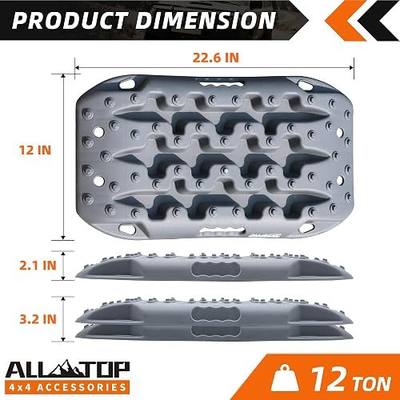 ALL-TOP Short Recovery Traction Boards, 2PCS Off Road Bendable Tire Ladder Tracks for Sand Mud Snow (3rd Gen, Gray)
