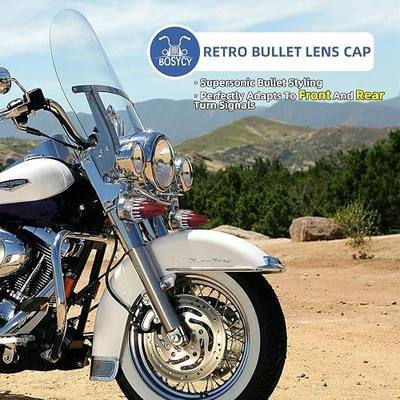 3 1/4" Motorcycle Bullet Turn Signals' Lens Covers 2 Pack, Red Rear Tail Light Lense Replacement Parts for Harley Road King Electra Street Glide Heritage Softail Accessories