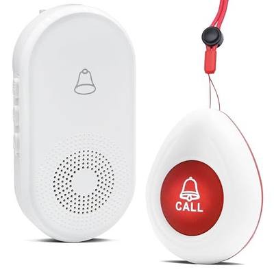 Wireless Caregiver Pager SOS Call Button for Elderly Monitoring 1000+ Feet Life Alert,Emergency Alert System Call Bell for Nurse Patient Disabled 1 Waterproof Transmitter & 1 Plugin Receiver