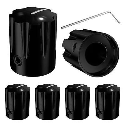 DAIERTEK Guitar Pedal Knob Metal 6.35MM Potentiometer Knob 1/4 Shaft Control Knobs Black Aluminum Apilifier Knobs with Set Screw for Effect Pedal AMP Replacement -6pcs