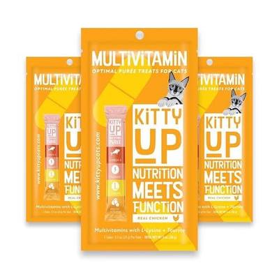 Kitty Up Lickable Cat Treats - All Natural Real Chicken Puree Squeeze Tubes | with Lysine & Taurine, Grain-Free, Wet, for Indoor Cats, Multivitamin