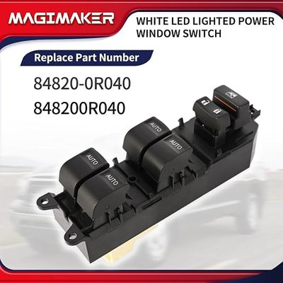 84820-0R040 Power Window Switch Control Panel Front Left Driver Side White LED Lighted Compatible with Toyota Tundra 2007-2021 Replace 848200R040 Master Window Switches