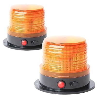 2-Pcs Battery Operated Amber Warning Beacon Light w/Magnetic Base, Portable Rechargeable Mini Roadside Roof Top Plow LED Strobe Emergency Flash Mail Lights for Trucks/Trailer/Vehicle