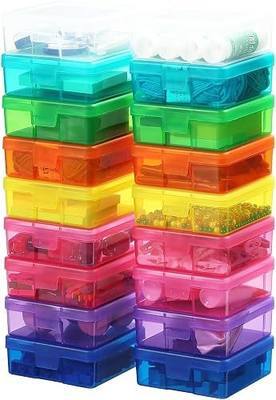 18 Pack Color Small Plastic Storage Containers with Lids, Craft Jewelry Life Item Organizer for Puzzles, Pens, Rings, Needle and Thread, Nail Polish