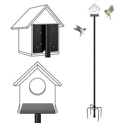Bird Feeder Pole for Outdoors - 68in Adjustable Heavy-Duty Bluebird House Support Rod with Stable 5 Prong Base, Easy to Assemble Garden Nest Feeding Stand Post