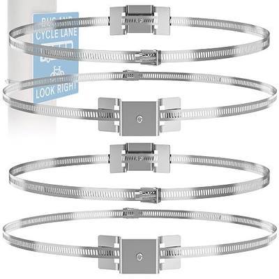 ZhouDaShu 4 Pcs Sign Mounting Brackets for Larger Poles, Adjustable Street Sign Mounting Hardware with Pole Clamps, Pole Mounting Kit for Water Heater Expansion Tank,Security Camera,Solar Light Panel