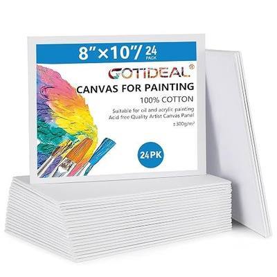 GOTIDEAL Canvas Boards for Painting, 8x10 inch Set of 24, Gesso Primed White Canvases for Painting - 100% Cotton Art Supplies Canvas for Acrylic Paint, Pouring, Oil Paint