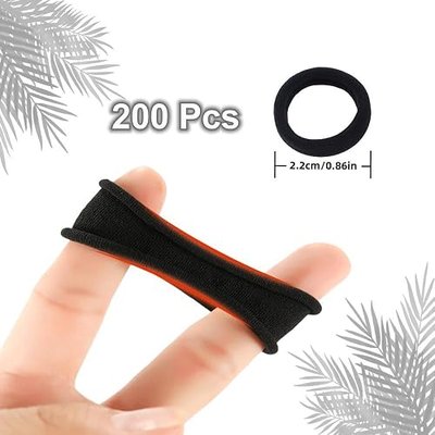 200Pcs Baby Hair Ties Cotton Toddler Hair Ties for Girls and Kids, Kids Seamless Hair Bands Ponytail Holders(Black)