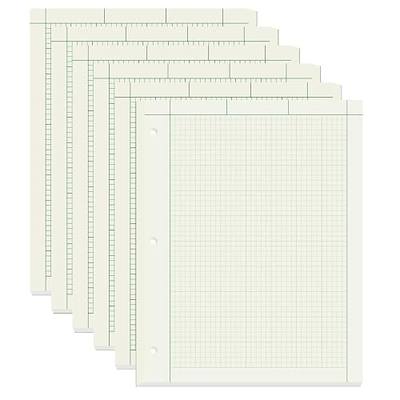 Engineering Paper Notebook, 5X5 Quad Ruled, 8.5X11 Inch, 600 Sheet | Engineering Computation Pad, Engineering Graph Paper,3-Hole Punched, Green Tint, 100 Sheets Per Pack, 6 Pack