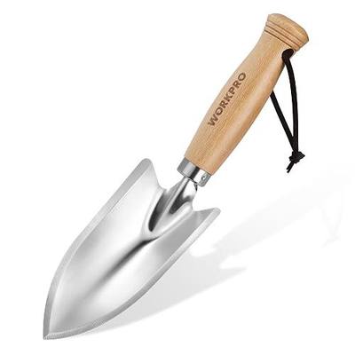 WORKPRO 11" Garden Hand Trowel, Heavy Duty Polished Stainless Steel | Garden Shovel with Wooden Handle, Hand Gardening Tool for Digging, Planting and Transplanting