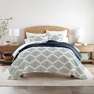 Linen Market Quilt Coverlet Set All Season Patterned Reversible Microfiber Ultra Soft Bedding in Modern Diamond - Full/Queen Modern Diamond Navy