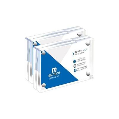 Mini Picture Frame 2.5x3.5 inch Clear Acrylic Magnetic Photo Business Card Frame 20mm Thick Double Sided Wallet Size Desktop Display Frames for Office Home Decor Photos Cards (2 Pcs)