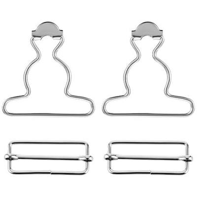 Lusofie 2 Pairs Metal Overall Buckles Suspender Buckle with Rectangle Adjustable Overall Bib Clips Replacement No-Sew Button