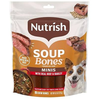 Nutrish Soup Bones Minis Beef Dog Chews, 8 Treats (Pack of 7) (Rachael Ray) | Rawhide-Free with No Artificial Flavors, Soft Texture, Easy on Gums, Resealable Bag