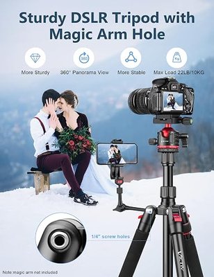 78" Porfessional Tripod for Camera & Phone, Victiv Aluminum Camera Tripod Monopod for DSLR, Spotting Scope,Telescope, Binoculars, Compact Heavy Duty Camera Stand for Photography Video Recording Travel